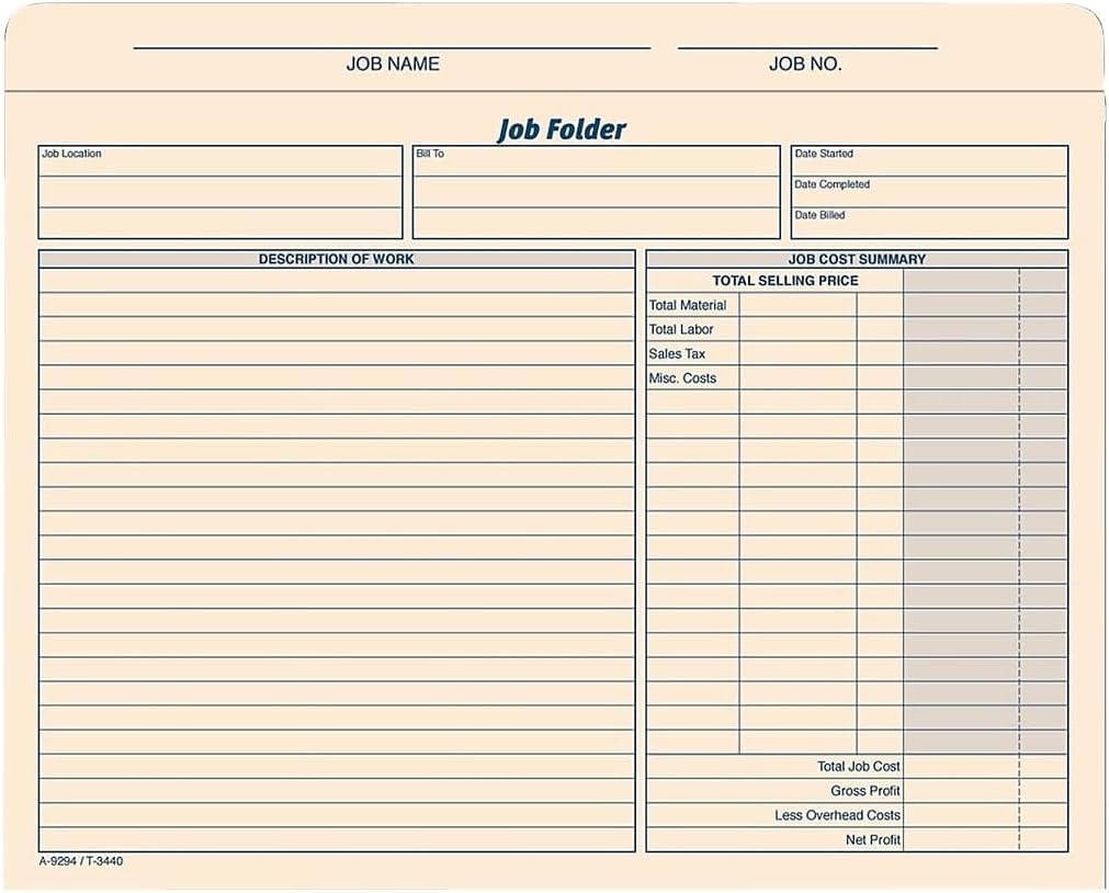 TOPS Job Folder File Jackets, 11.75 x 9.5 Inches, Manila, 20-Pack (3440)