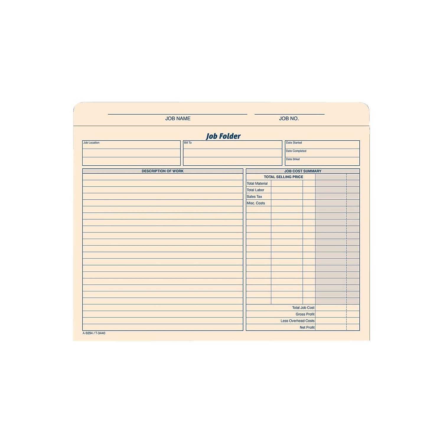 Job Folders Manila File Jackets Heavy Duty Preprinted 50 PCS