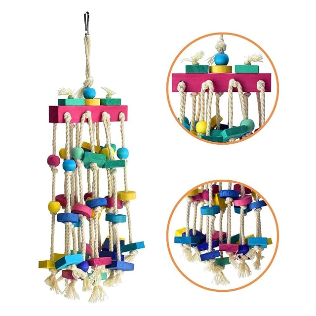 Foto 4 de 8 de Juguetes de Jaula para Loros, Juguete de Loro, Juguete de Madera para Loros, Juguete para Masticar Aves