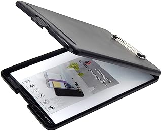 OFFIDIX A4 Silm Clipboard Folder Conference Plastic Folder Clipboard Paper Holder Storage Clip Board Ideal for School, Home and Office Use Foldover Clipboard (Black)