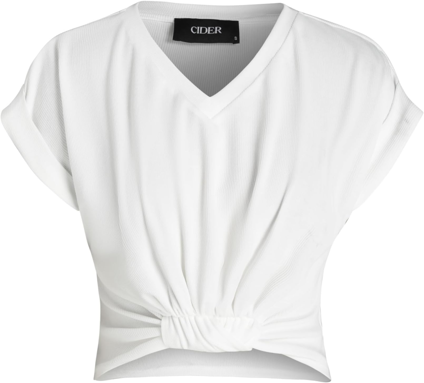 V-Neck Solid Ruched Crop Top