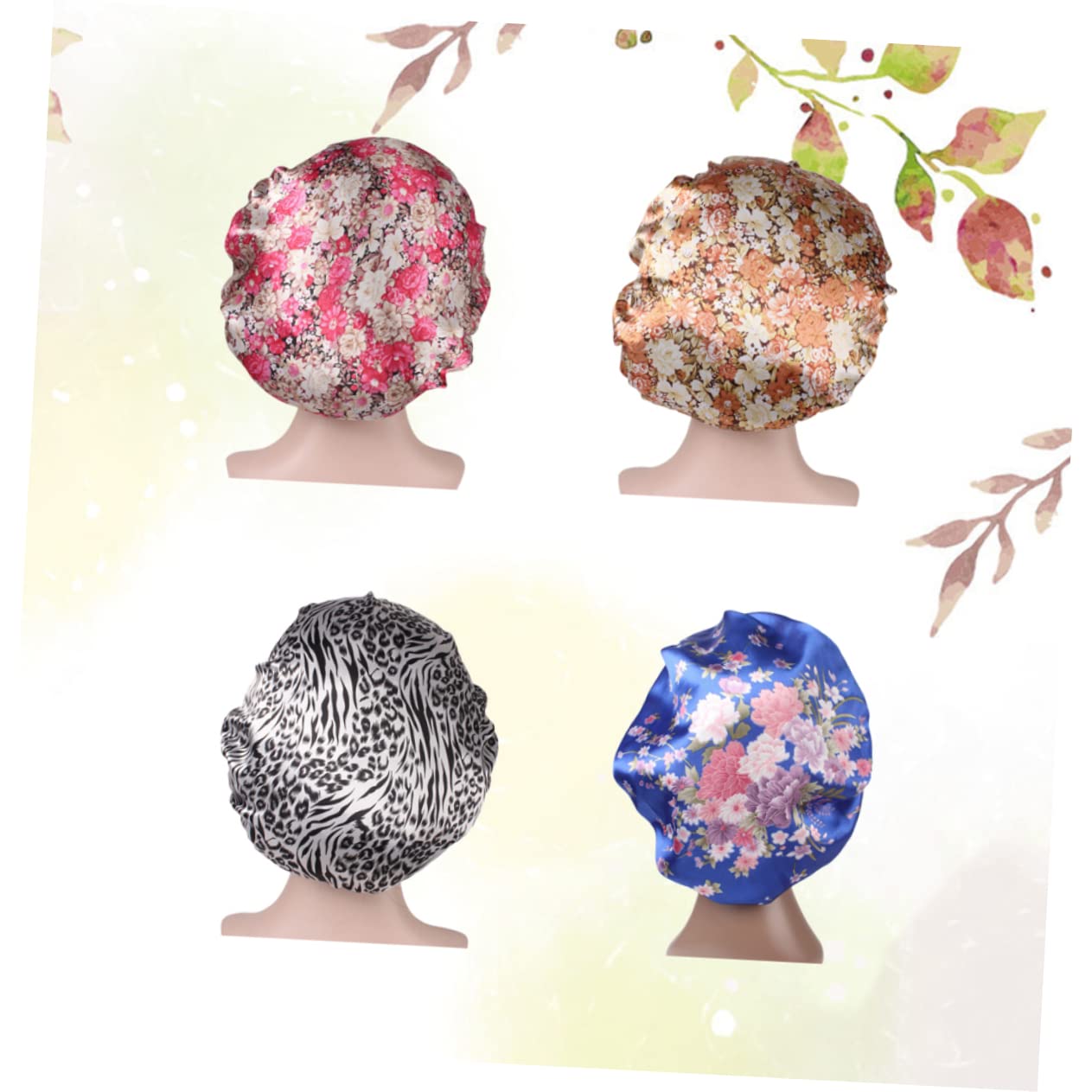 minkissy 12 Unidades de Gorro de satén para Mujer, Gorro de Noche Esponjoso, de Noche de satén, de e de Lado Ancho, Gorra de de ala Ancha, Gorra de quimioterapia, de Pelo