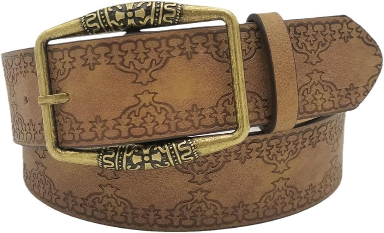 EMMIOL Cool Y2K Belt Women Black bb Belt Silver Buckle Oval D Ring Star Belts Trendy Streetwear Punk for Jeans