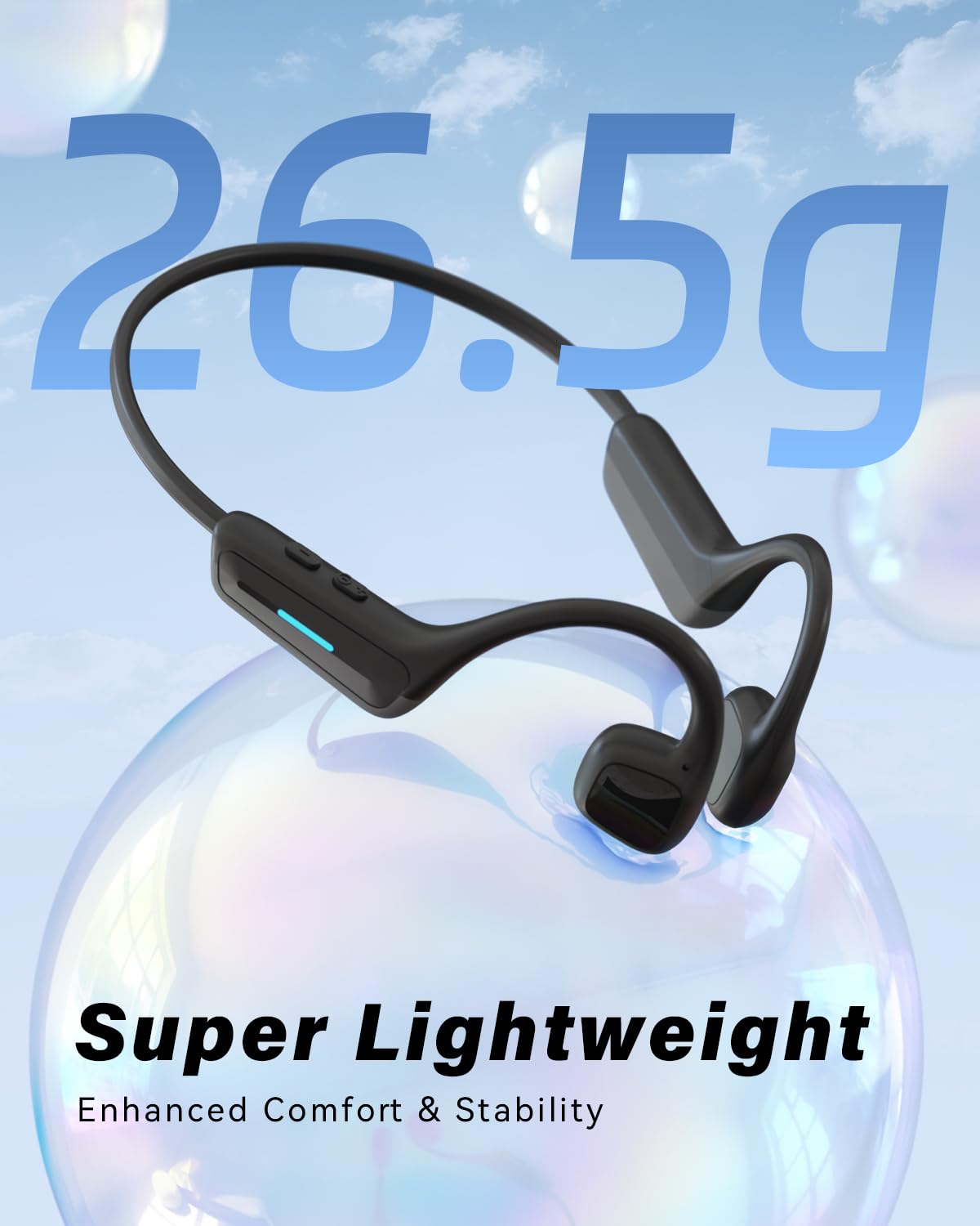 SANOTO Knochenschall Kopfhörer, 26,5g Ultraleicht, LED Licht