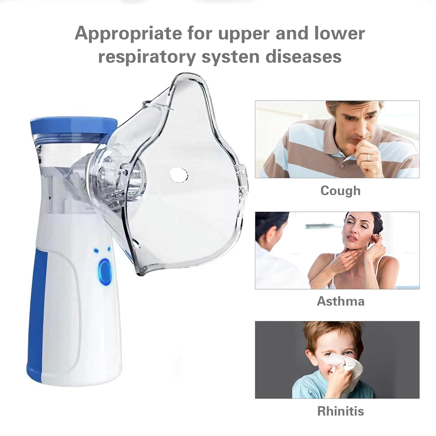 LANFFIA Portable Mesh Nebulizer, Silent and Compact Nebulizer Machine for Adult and Kids,Steam Inhaler for Cold and Cough -Quick Relief and Daily Use Vaporiser Wireless Vaporizer Machine With Respiratory Mask, Effective for Cough, Asthma, Sinusitis, and Bronchitis, - Image 8 thumbnail