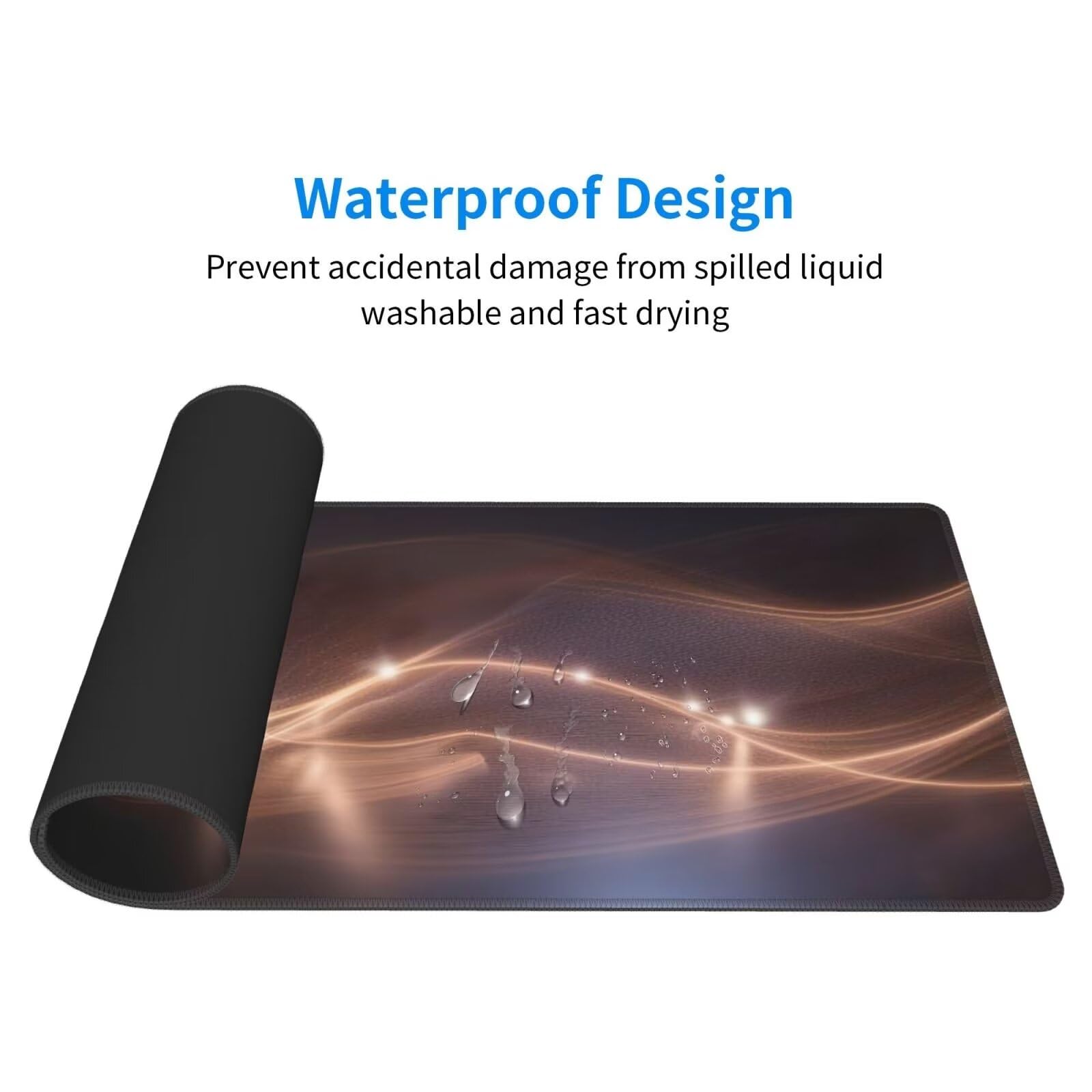Tappetino Mouse, Tappetino Mouse Gaming Grande XXL 1500x800x3mm Tappetino Scrivania Mouse Pad, Base in Gomma Antiscivolo, Bordi Cuciti,Lavabile, Mousepad per Ufficio e Gaming (luce) R-204