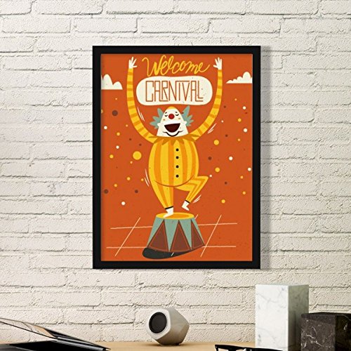 Cadre photo en bois noir de qualité supérieure avec illustration clown de Venise art