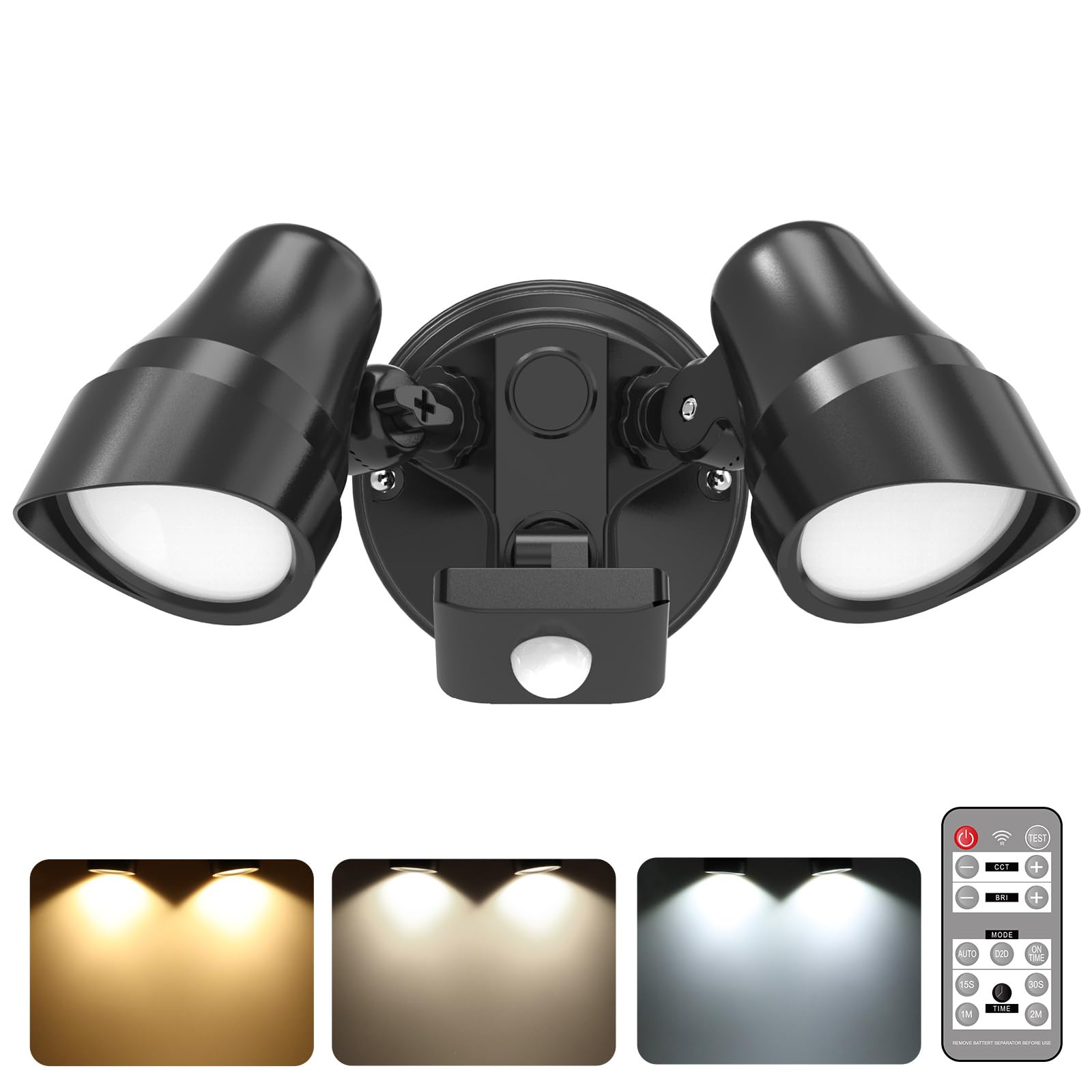 ALUSSO LED Security Light Outdoor with Motion Sensor, Remote Control 25W PIR Floodlight IP65 Waterproof, Dask to Dawn Flood Light 3000K-6500K Adjustable, Dimmable Wall Light for Garden Yard Garage