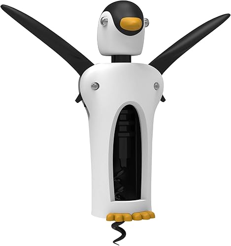 True Zoo Penguin Gifts - Sacacorchos alados con diseño de pingüino suave al tacto, kit removedor de corcho para botella de vino, uso portátil, 8.25