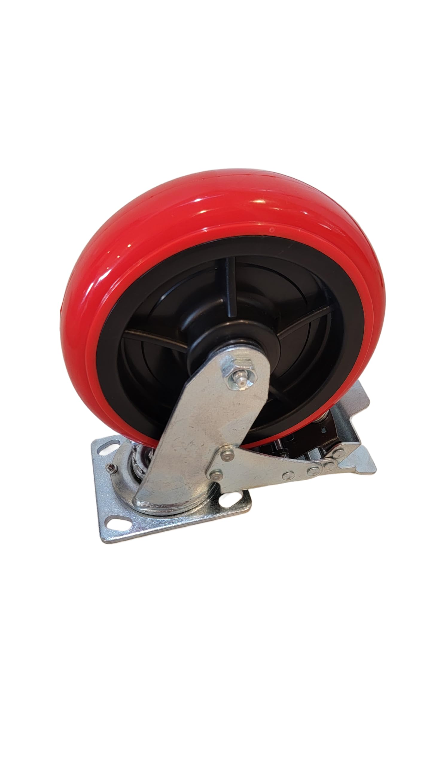 4-Pack Ultra H.D. Plate Casters Quiet Rolling/Non-Marking (2-Swivel and 2-Fixed) (8” X 2” CASTERS W/Brake Rated at 3,400 LBS)