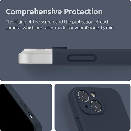 Miniatura 4 de SURPHY Funda compatible con iPhone 13 Mini con protector de pantalla, (protección de cámara + forro de microfibra suave), funda de silicona líquida