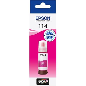 Epson EcoTank 114 Original Ink Bottle Magenta High Yield Up to 6200 Pages Compatible with ET-8500 / ET-8550 Models Brand Quality for Optimal Results