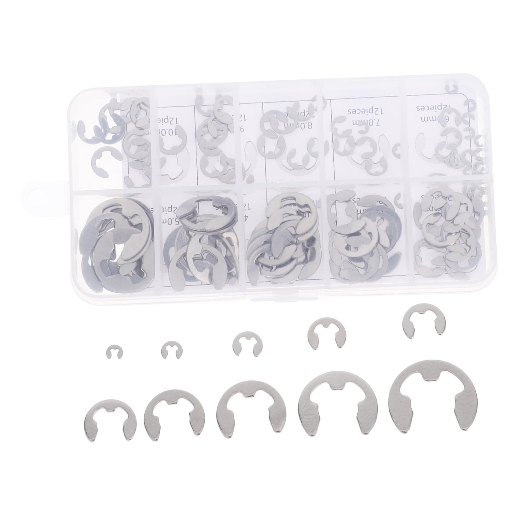 Alipis Stainless Steel Retaining Rings Assortment 304 Flat Washer Kit Snap Ring Clamp Set Open Circlip Spring Clip