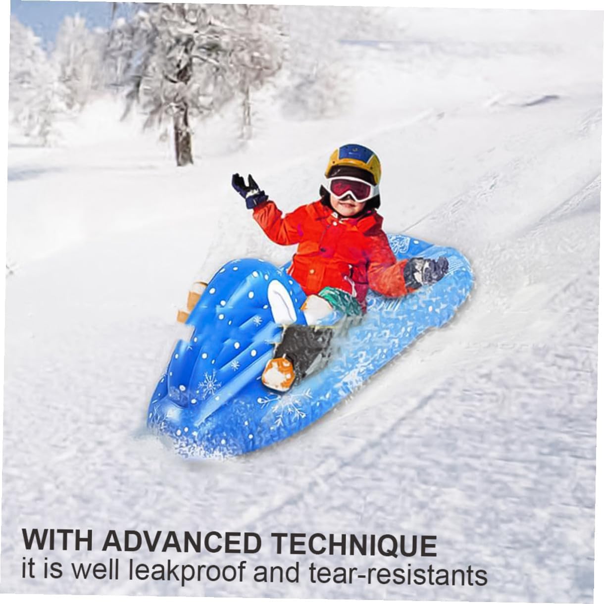 Inflatable Snow Sled PVC Snow Tube Winter Skiing Tool Cold Resistant Inflatable Skiing Sled for Winter Sledding Fun
