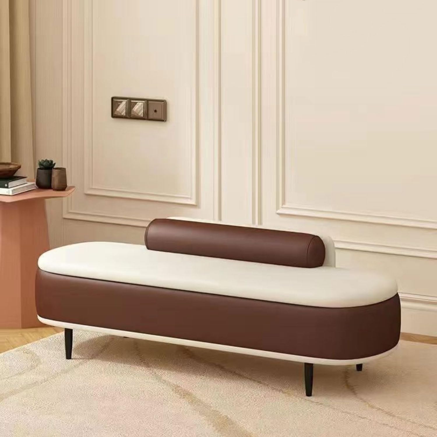 GHFXSCV Leather Upholstered Storage Bench for Bedroom Entryway & Living Room – MultiFunctional Shoe Change Bench & Footrest with Ample Space for Organization