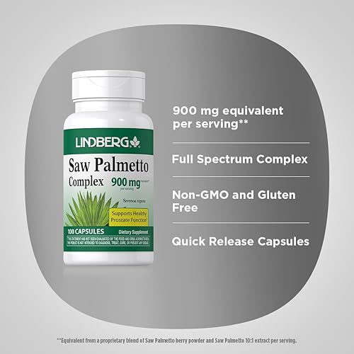 Miniatura 4 de Lindberg Saw Palmetto  900 mg  100 cápsulas  Extracto de bayas  Suplemento sin OMG, sin gluten