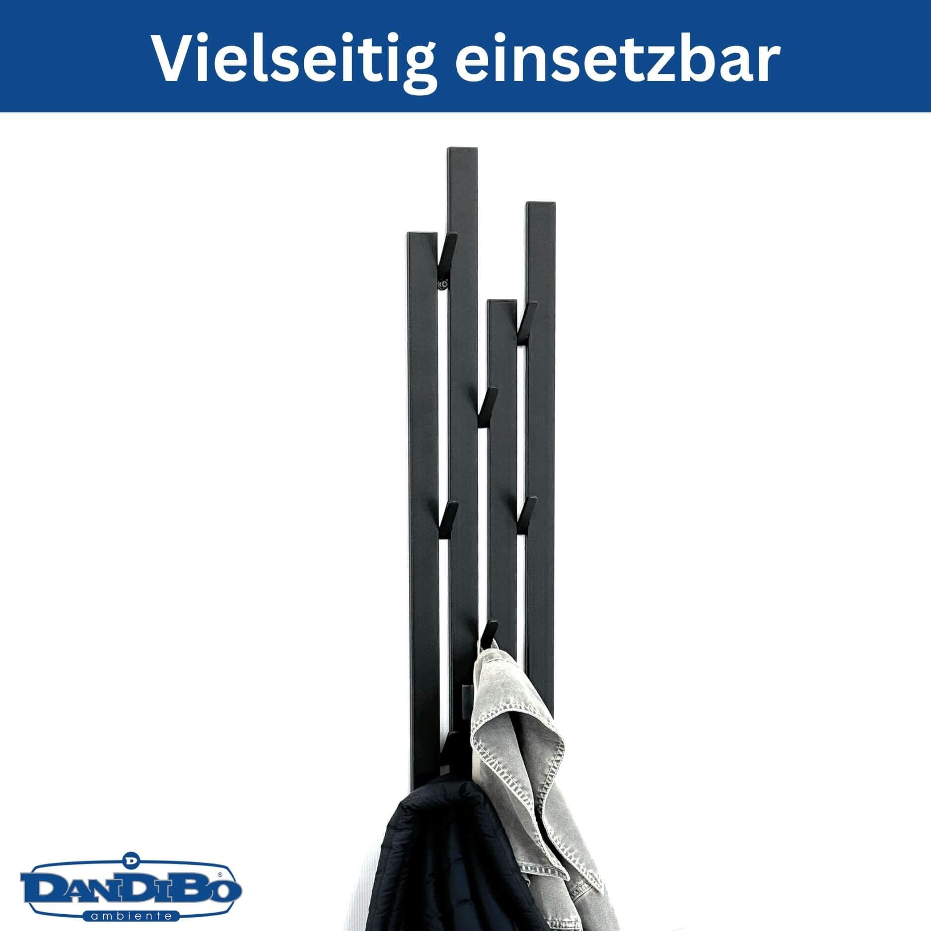 LOFTPLUS Wandkapstok, garderobe, muur, van metaal, modern, minimalistisch design, kapstok met 10 houten haken, voor entree, woonkamer, slaapkamer, kantoor
