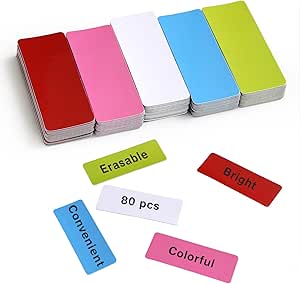 80 Stück Beschreibbare Magnetstreifen 60x20mm - 5 Farben Für Whiteboard & Kühlschrank
