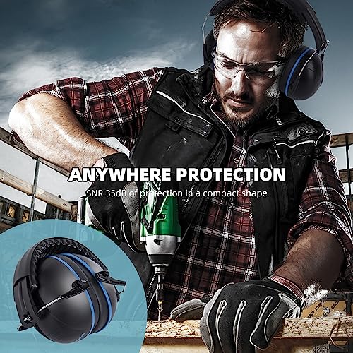 Noise Cancelling Ear muffs for Shooting Ear Protection, SNR 35dB Noise Reduction Headphones for Adult Kids Autism, Adjustable Sound proof Hearing Protection for Shooting Mowing Construction(Blue) - Image 7