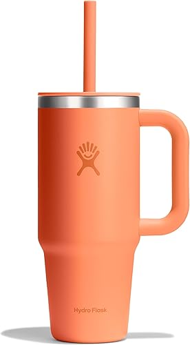 Miniatura 27 de Hydro Flask - Vaso de viaje con asa, tapa y pajilla, acero inoxidable térmico, 32 onzas, color azul