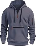 Rela Bota Hommes Hoodies Quarter Zip Hoodie Couleur Contraste Chandail à capuche , 1/4 fermeture zip, Kangaroo Pocket & Poche à manches, Hotte à cordons dressing, Lignée de polaire, Idéale pour les sorties quotidiennes/entraînement/port de campus