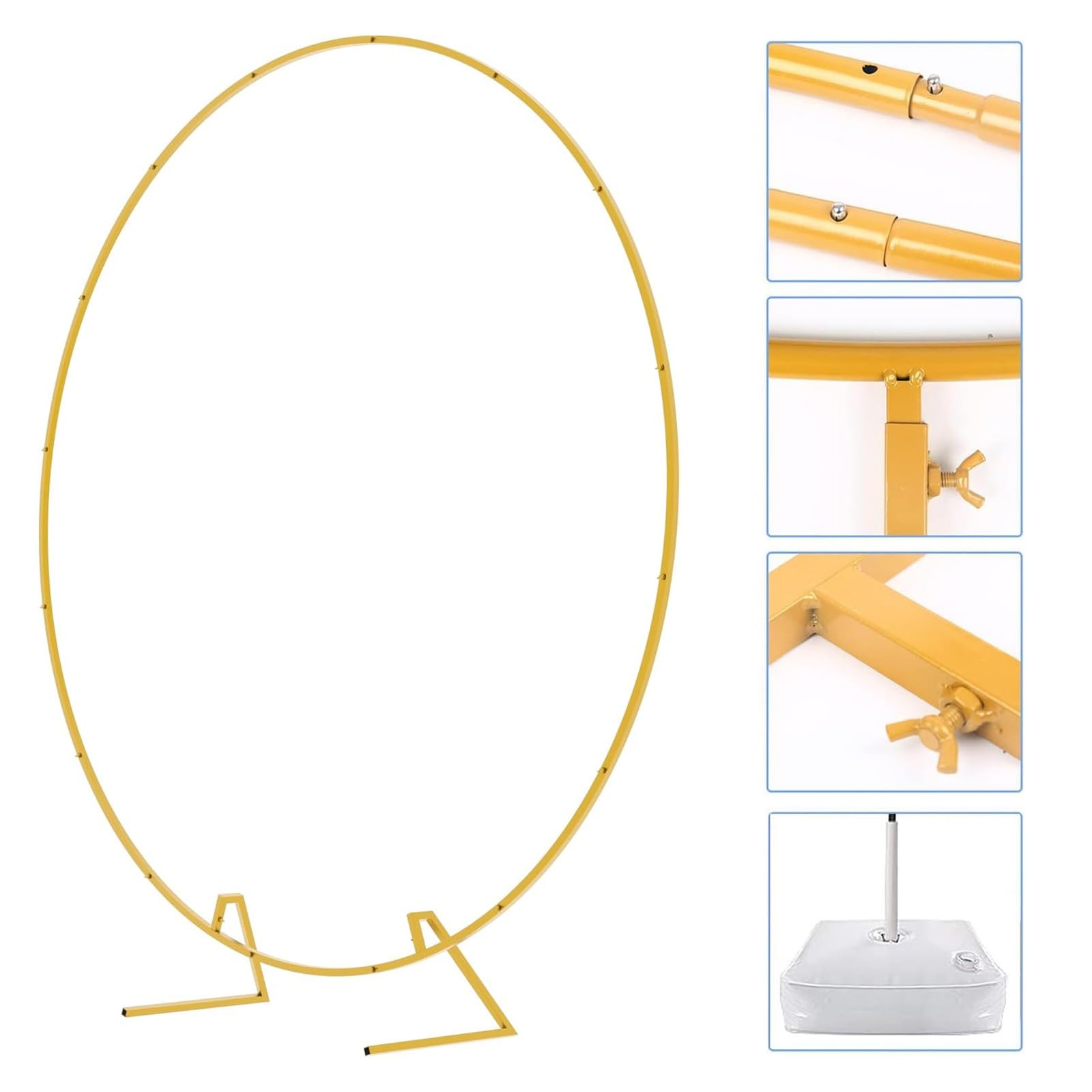 Stojak na łuk ślubny, stojak na łuk balonowy, łuki ślubne na ceremonię, przyjęcie urodzinowe, baby shower, rocznicę, altanka, dekoracja, łuk balonowy, stojak złoty/biały (złoty, 150 cm)