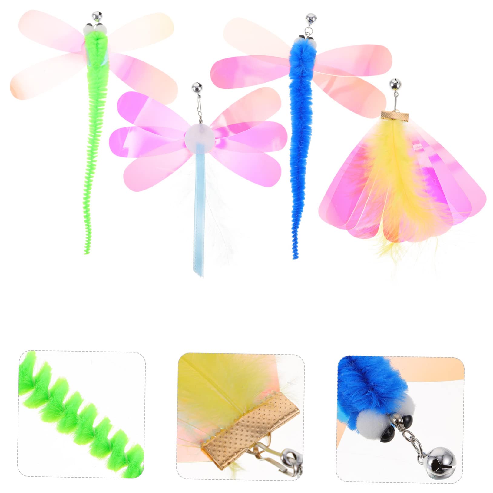Supvox 40stücke Teiliges Katzenangel Spielzeug Set Mit Bunten Ersatzteilen Interaktive Katzenspielzeuge Für Gesunde Und Spaß Drachenfliegen Und Schmetterlingen