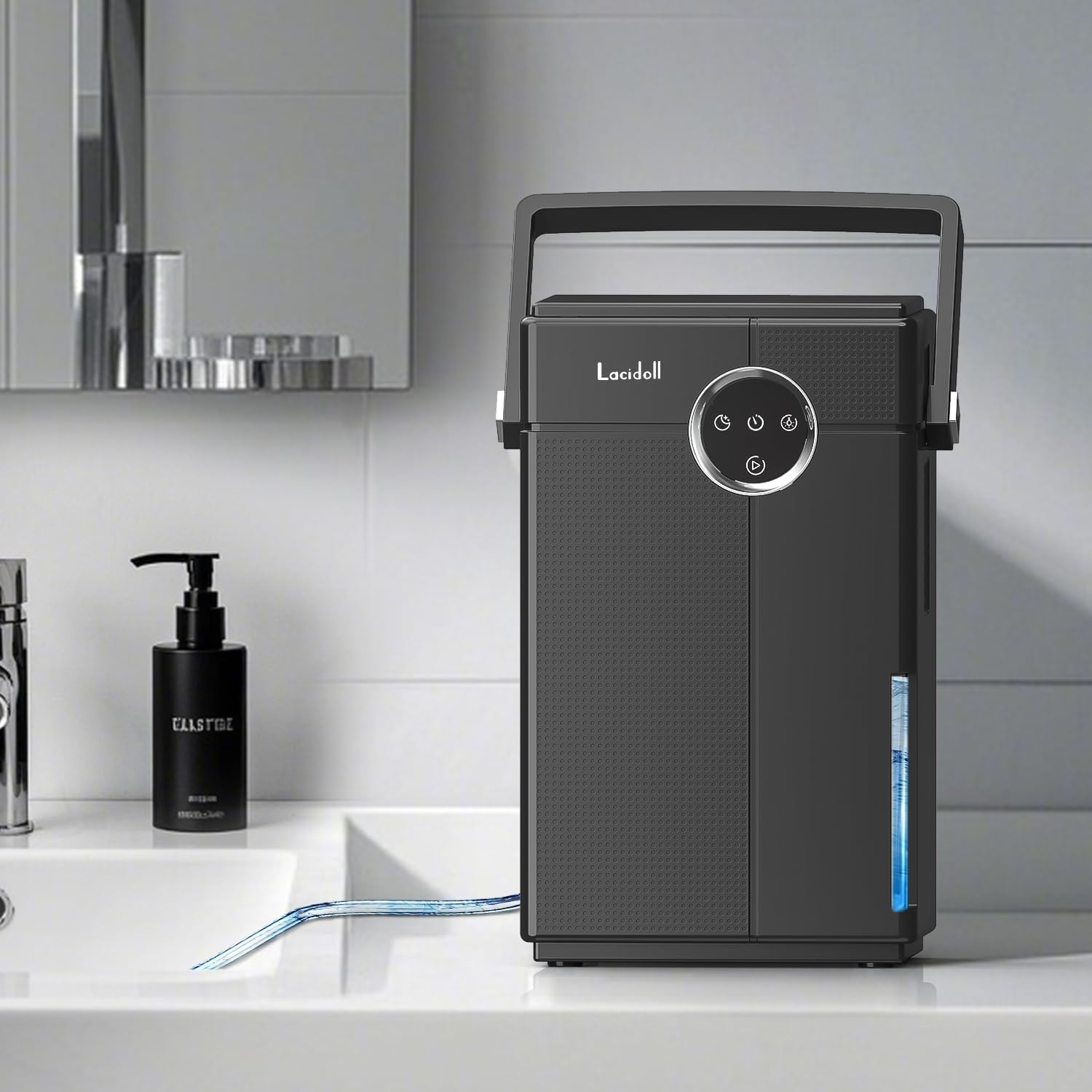 Small Dehumidifier with Drain Hose, Portable Dehumidifier for Bathroom, 118oz Dehumidifiers for Home 800 sq ft with 7 Colorful Light, Quiet Dehumidifiers for Bedroom RV Closet Basement