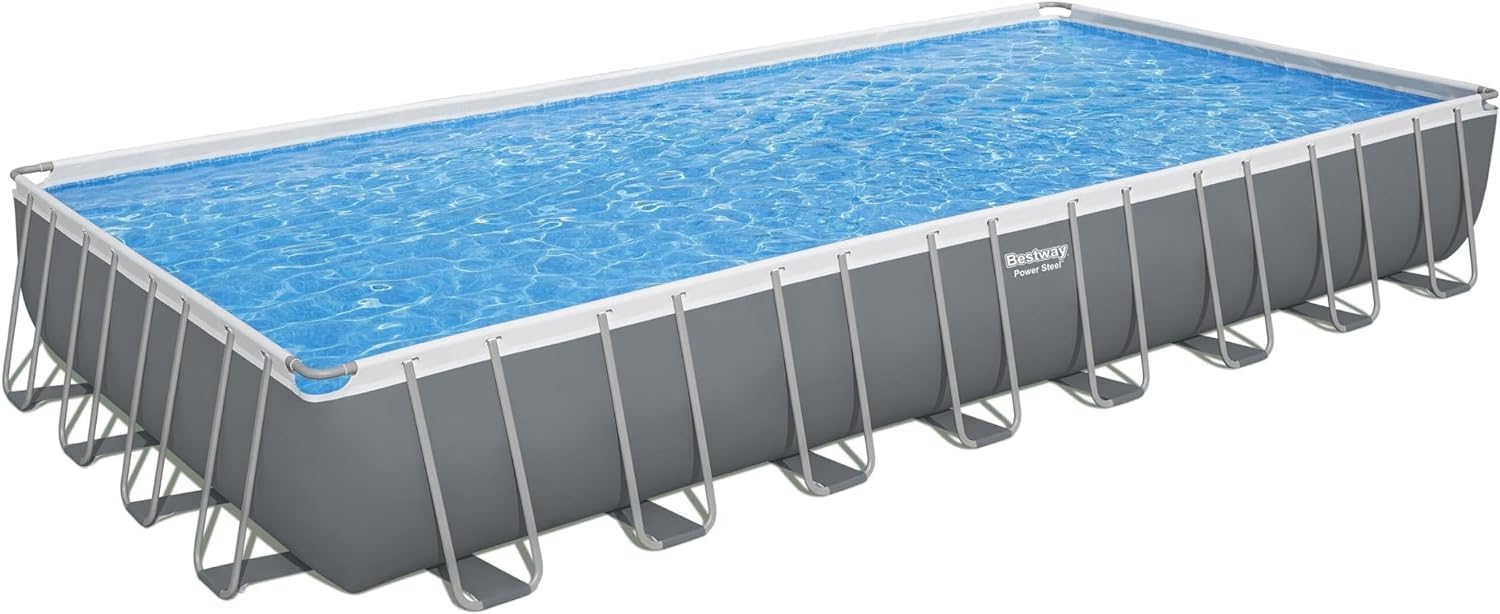 Bestway 56936-​5 Piscina base fuori terra Power Steel da 956x488x132 cm grigia