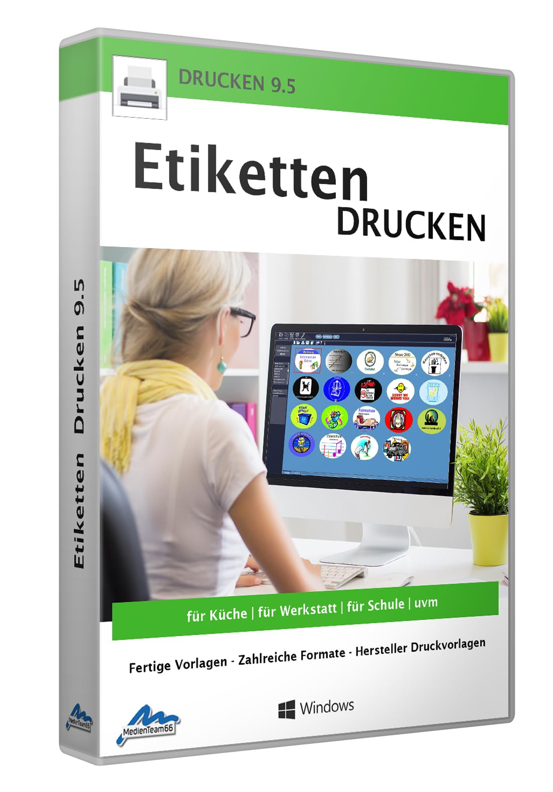 Etiketten Drucken 9.5 inkl. 20.000 Cliparts - Etiketten-Vorlagen - Gestaltungssoftware - integrierte Grafikbibliothek - Formatvorlagen bekannter Etiketten-Hersteller - Windows 11, 10, 8.1