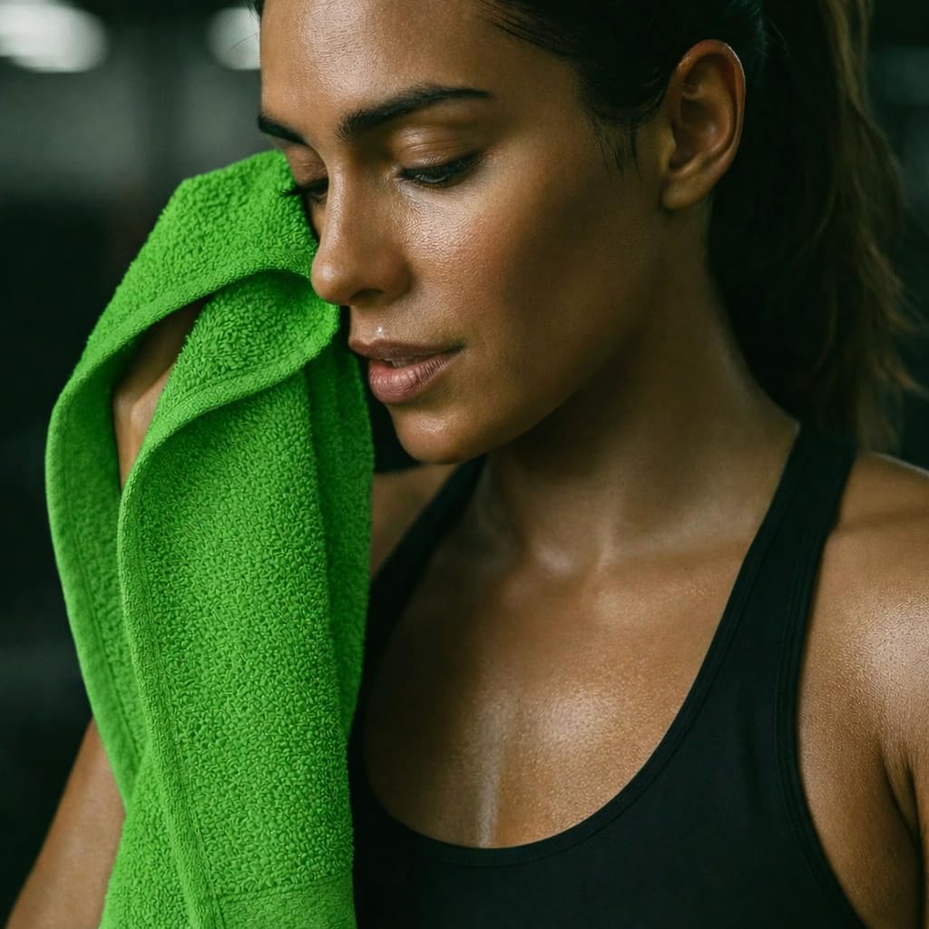 Fingertip Hand Towel | Absorbent |11x18 | Terry Velour Premium Washcloths, For Bathroom use, 100% Cotton, Face Towels, fingertip Towels, Soft, Guest Towels (Pack of 4) (4, Bright Green)