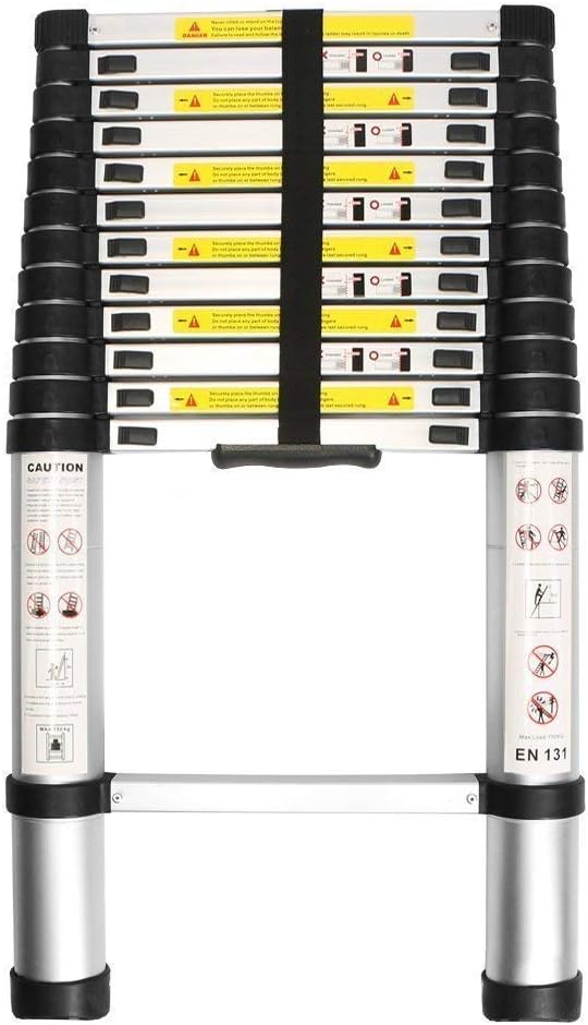 KRISHYAM 3.2M/10.5FT Telescopic Aluminum Ladder Extendable Folding 11 Step Ladder, Ultra-Stable Aluminium, Compact Folding Adjustable Portable Aluminium Telescopic Ladder