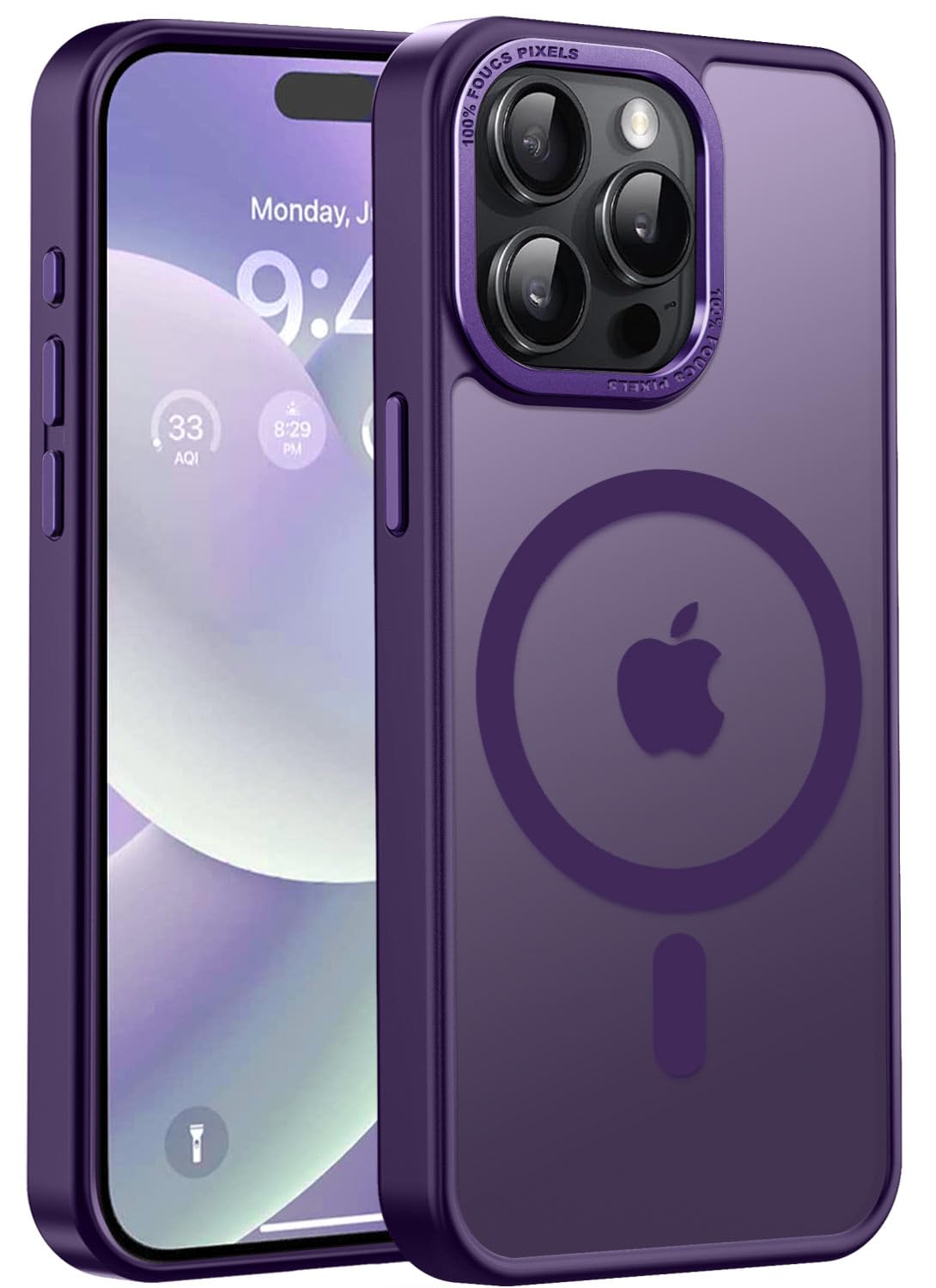 Upgraded Magnetic for iPhone 15 Pro Max Case [Compatible with Magsafe] [Mil-Grade Protection], Pocket-Friendly, Slim Translucent Phone Case Cover for iPhone 15 Pro Max 6.7", Deep Purple