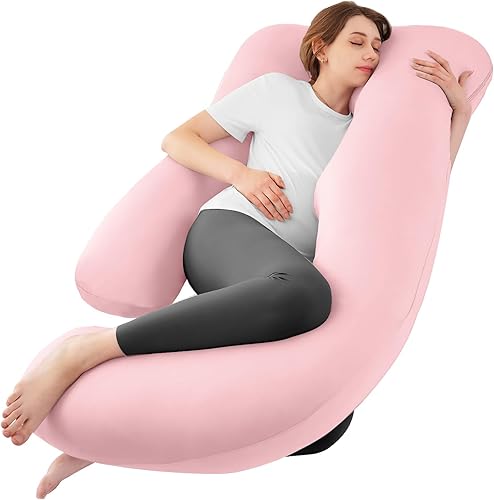 Sasttie Almohadas de embarazo para dormir, almohada refrescante de cuerpo completo en forma de U con funda extraíble, imprescindible para mujeres