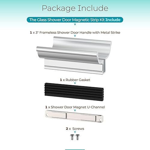 Miniatura 10 de Manija de puerta de ducha cromada brillante de 3-3/4 pulgadas con llave de metal e imán de 3 pulgadas, kit de pestillo magnético para puertas