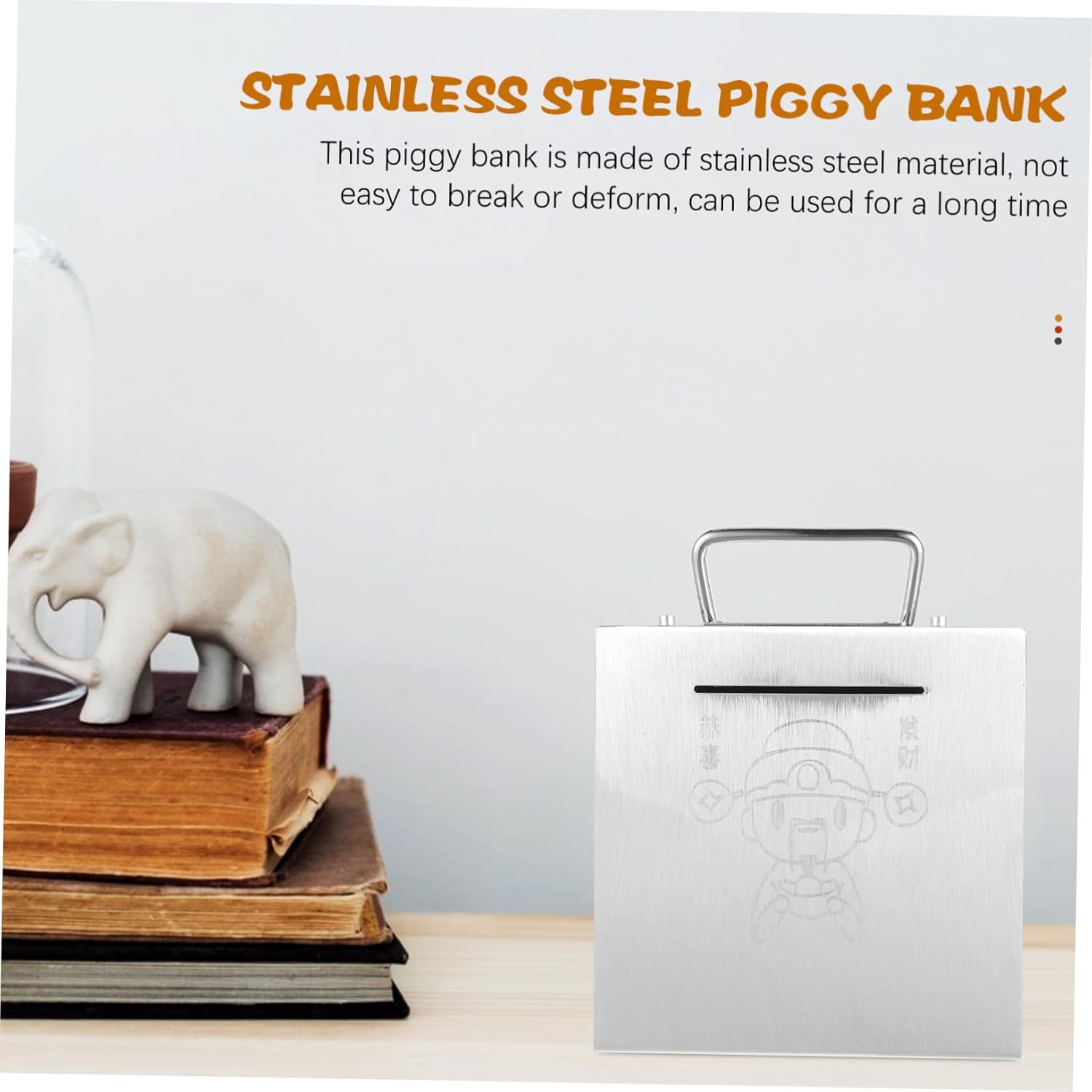 Stainless Steel Piggy Bank for Adults Boys and Girls Money Box for Home Office Decorative Savings Jar