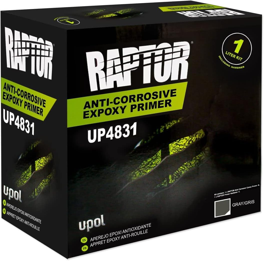 Raptor UP4831 - Kit primer epossidico anticorrosivo 4:1, grigio, 1 l, set da 2 pezzi