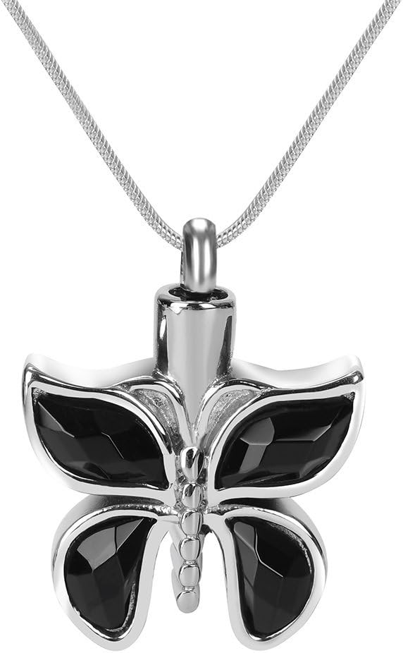 Cremation Urn Jewelry Waterproof Black Crystal Butterfly