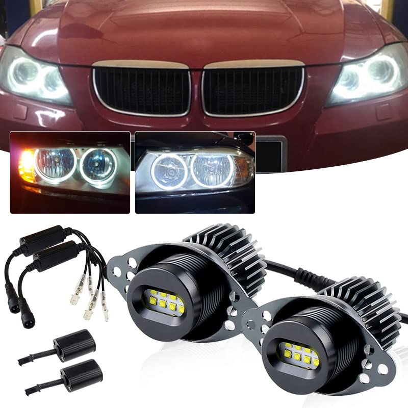 ETomey Angel Eyes 1 Ensemble 80W Ange Yeux marqueur Anneau Ampoule adapté à l'utilisation for BMW E90 E91 318i LCI 09-11 DRL sans Erreur Style de Voiture LED Angel Eyes