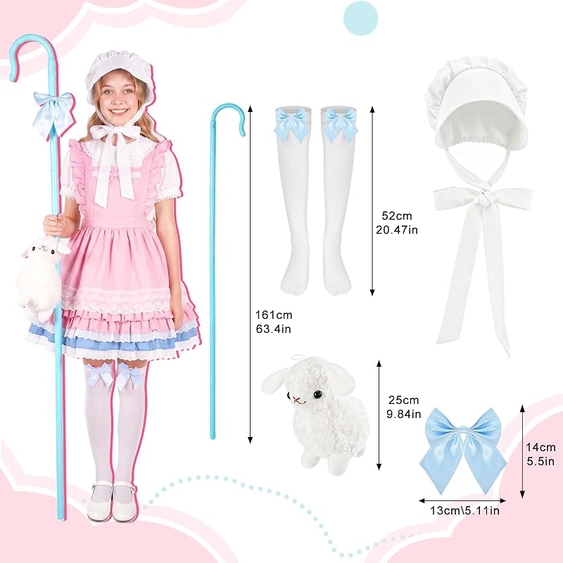 esgwork Shepherdess Costume Set – Complete four piece shepherdess outfit