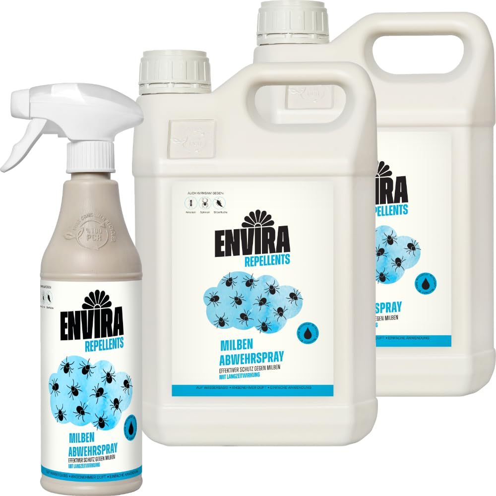 Envira Milbenspray 2 x 5 Liter + 500 ml - gegen Milben & Hausstaubmilben