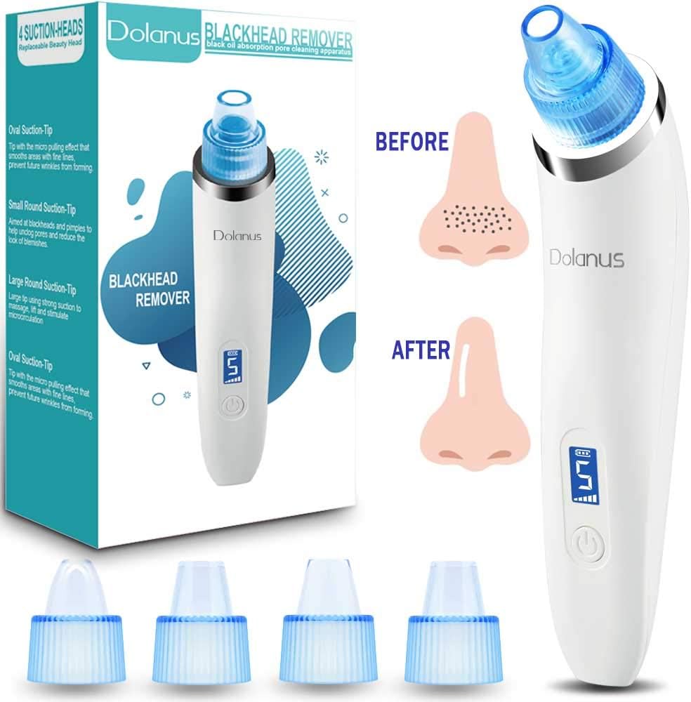 Dolanus Pore Vacuum Blackhead Remover Vacuum, Upgraded Strong Suction Rechargeable Remover Blackhead Removal Pimple