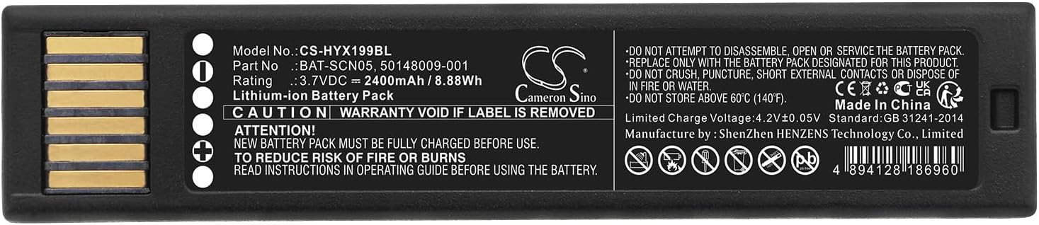 Cameron Sino Battery for Honeywell Granit XP 1990iSR, Xenon 1902GHD, Xenon 1952, Xenon XP 1902GHD, Xenon XP 1952 PN:Honeywell 50148009-001, BAT-SCN05 2400mAh