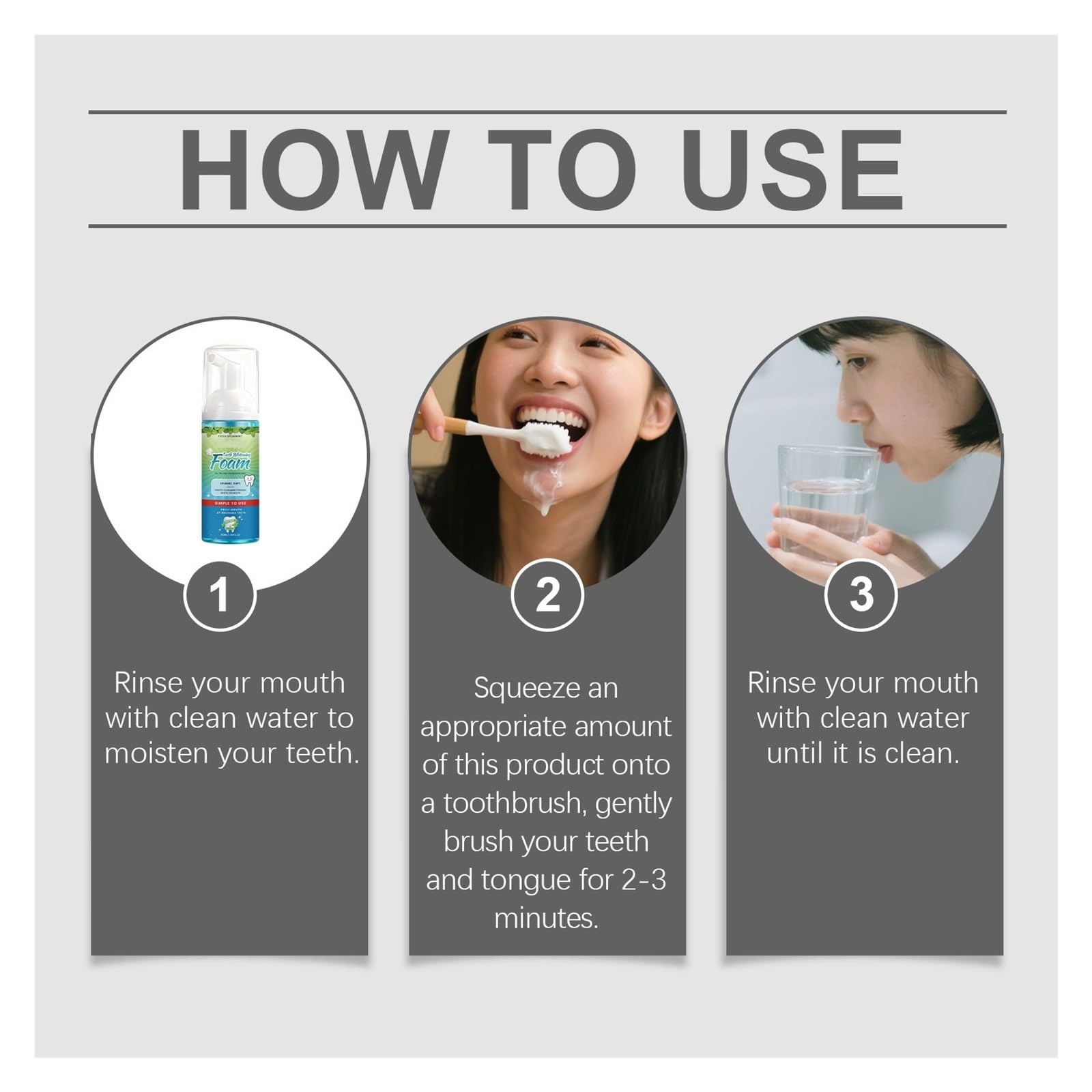 La mousse limpiadora de dientes de 50 ml reduce los residuos en los dientes | Refresca el aliento, es fácil de enjuagar y es adecuado for el cuidado bucal diario(3pcs)