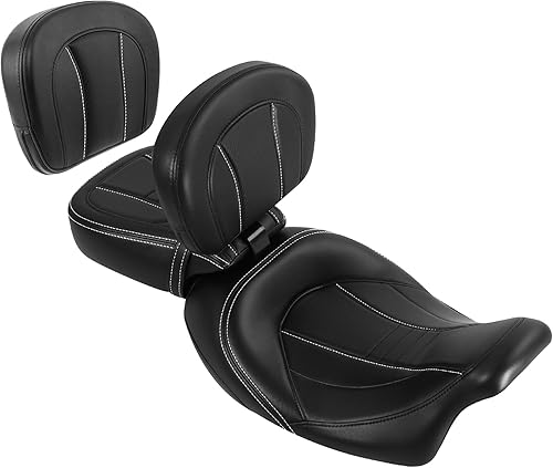 Miniatura 150 de TCT-MOTORPARTS Low-Profile Pillion 2-Up Seat Driver Passenger Seat & Rider Pad Fit For Harley Road Street Glide 2009-2023