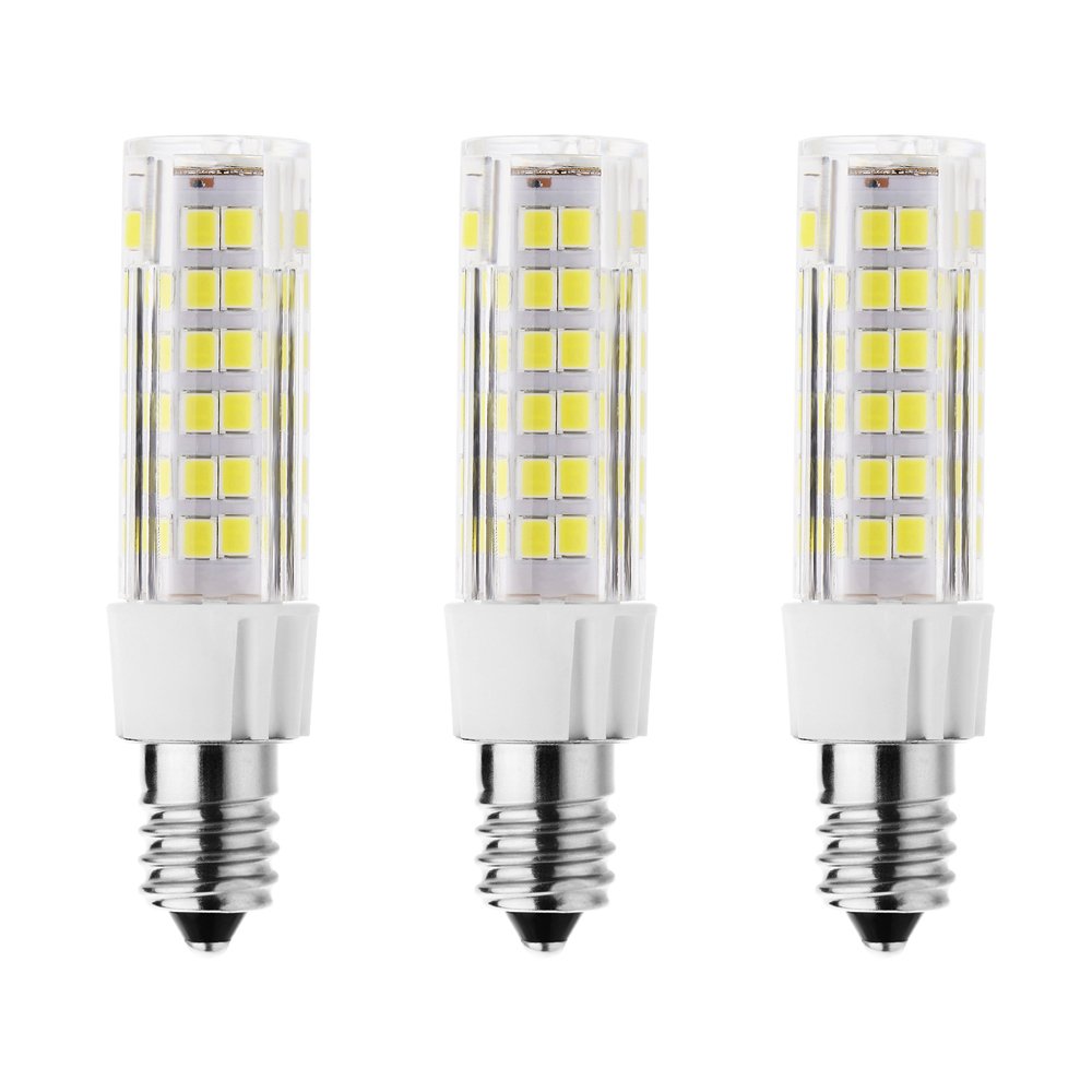Rayhoo E12 Base 75-2835-SMD LED Light Bulb 7W Equivalent to 60W Incandescent lamp, Ceramic Lamps, Non-dimmable, 500 Lumens, White Light 6000K, 3-Pack