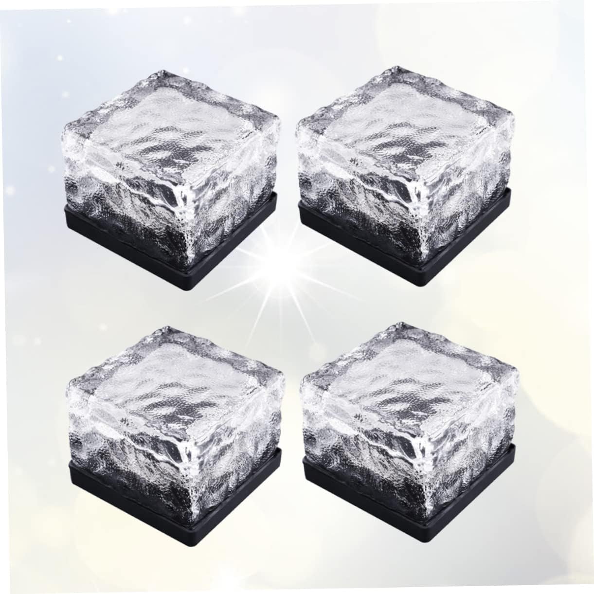 4pcs Solar Glass Brick Lights Led Landscape Lighting for Garden Courtyard Pathway Patio and Lawn Outdoor Solar Lights White