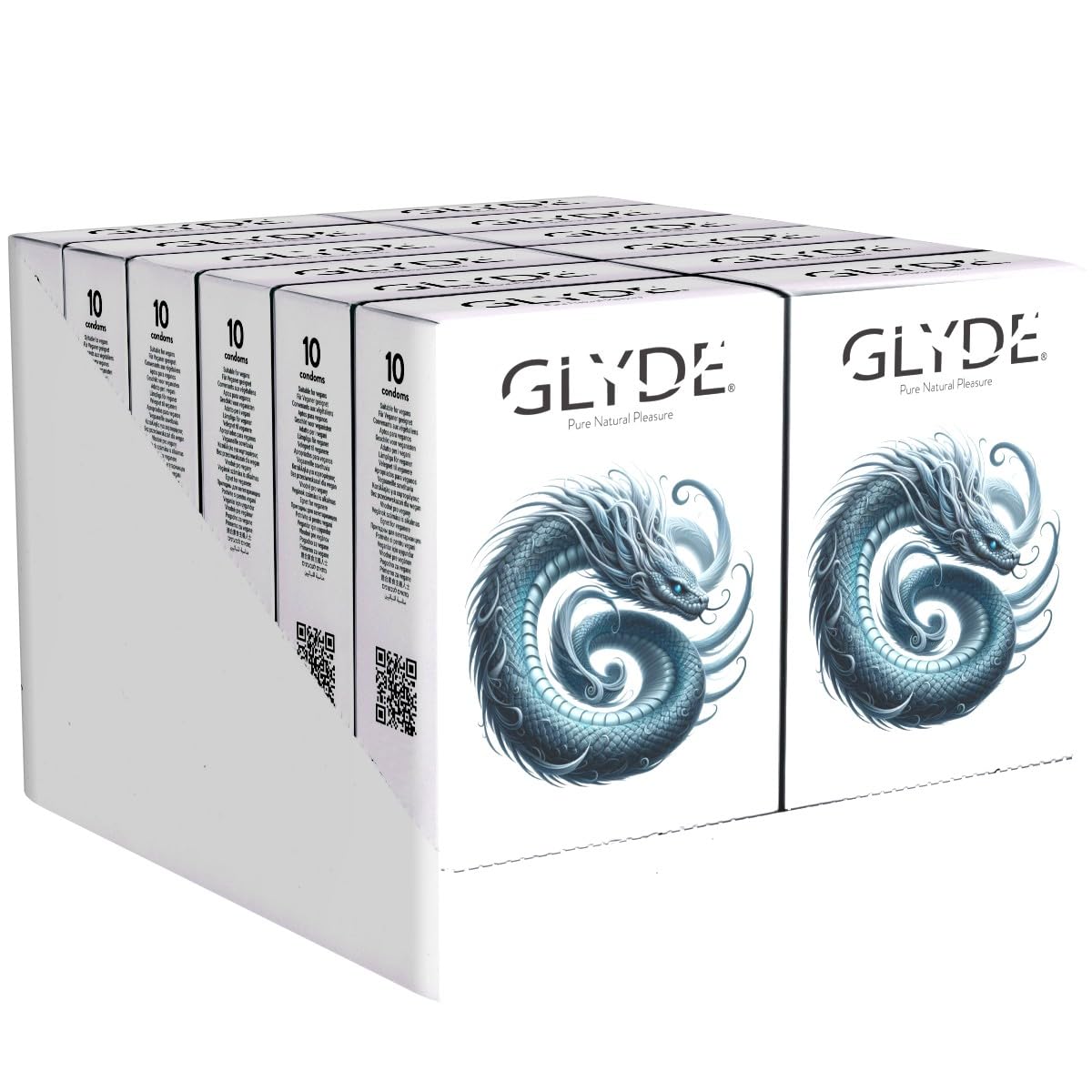 Glyde Slimfit Display, 12x10 enge und vegane Kondome mit 49mm Breite (XS)