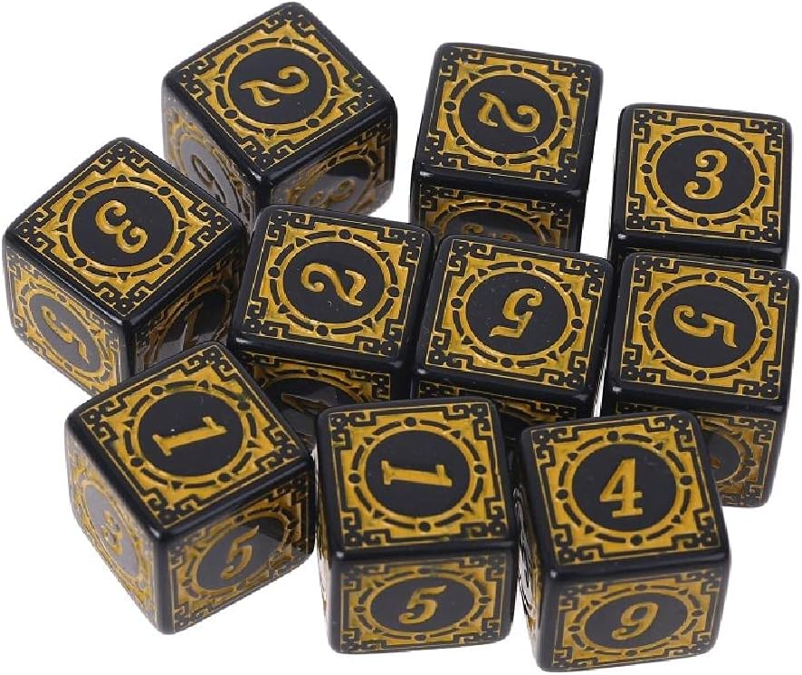 10Pcs D6 Polyhedral Square Edged Numbers 6 Sided Dices Beads Table Board Role for Play Game