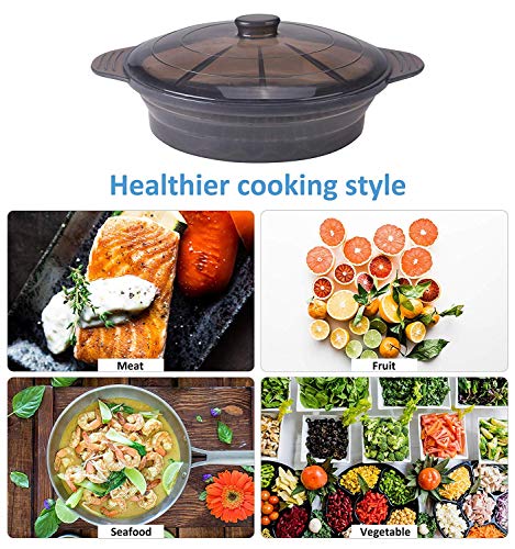 Microwave Steamer Cooker Collapsible Bowl-Silicone Steamer Cookware With Handle Lid For Vegetables Fish Prep Meal Food With Removable Rack Bpa Free, Easy To Store, Freezer & Dishwasher Safe, Large #TOP5